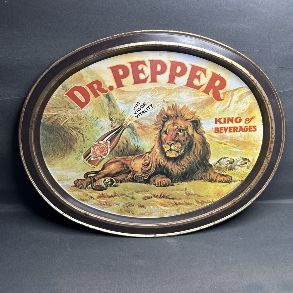 Dr. Pepper 1979 King of Beverages Oval Tin Metal Tray 14 1/2 x 11 1/2